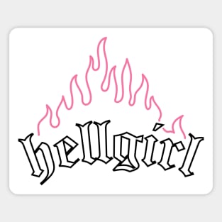 Hellgirl Aesthetic Goth Grl Grunge Design (Pink Flames & Black Text) Magnet